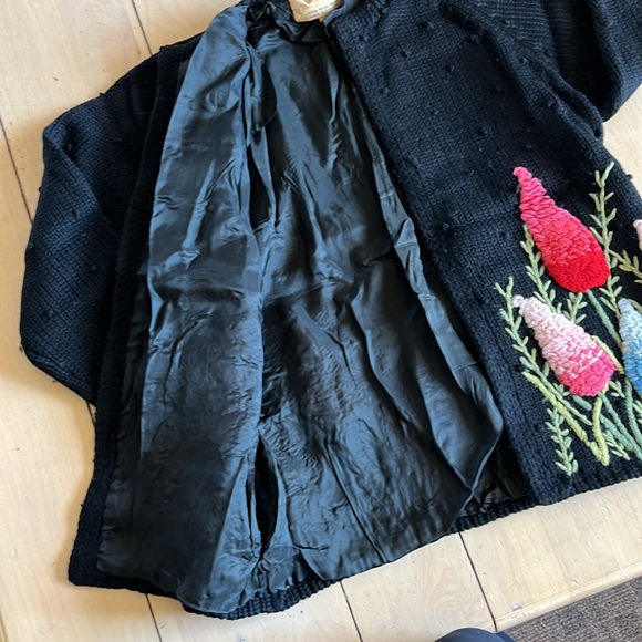 Vintage 70s Wool Knit Open Front Sweater Cardigan - Picture 5 of 9